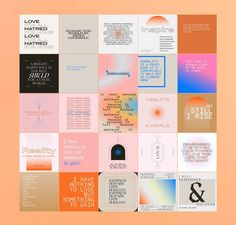 a collage of different types of typogramic typefaces on an orange background