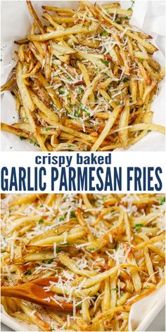 crispy baked garlic parmesan fries are the perfect side dish for any meal