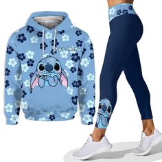 Hoodie And Leggings, Disney Cute, Yoga Hoodie, Stitch Hoodie, Stitch Clothes, Sweatpants Style, Yoga Suit, Cute Stitch, 3d Hoodie