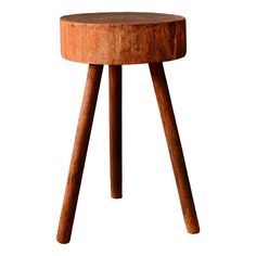 a small wooden stool with two legs and a round seat on the bottom, made out of wood