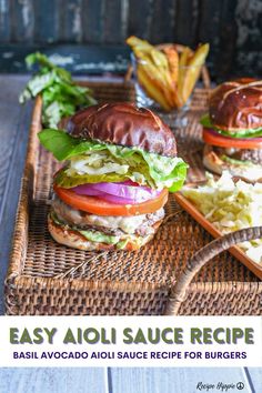 an image of a sandwich with lettuce and tomato on the side for burgers