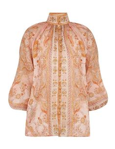 Acacia Billow Blouse for Woman - Brand : Zimmermann Pastel Print, Leather Lingerie, Pink Paisley, Active Wear Shorts, Blouse Online, High Neckline, Max Mara, Printed Blouse, Print Tops