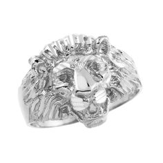 Sterling Silver Lion Head Men's Ring