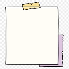 a piece of paper with a sticky note attached to it, on a transparent background