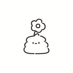 a drawing of a poo with a flower on top