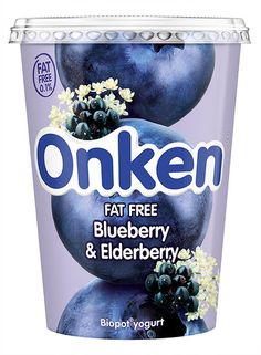 an ice cream container with blueberries and elderberry