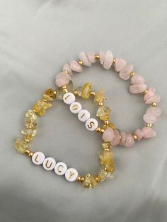 Letter Bead Bracelets, Crystal Bead Jewelry, Citrine Bracelet, Rose Quartz Bracelet, Bracelet Crystal, Bracelet Gemstone, Letter Beads, Name Bracelet, Personalized Bracelets