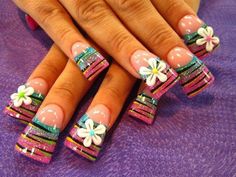 Wide Nails, 3d Flower Nails, Flower Nail Designs, Floral Nail Art, Great Nails, Flower Nail Art, Beautiful Nail Designs, Nail Art Galleries