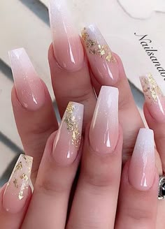 Ombre Acrylic Nails Coffin With Design, Blush Color Nails Acrylic, Gold Tip Nails Coffin, Simple Birthday Nails Coffin, Prom Nails Pink And Gold, Neutral Nails With Red Design, Ombre Nails With Gold Design, Formal Nails Design, Nail Designs With Ombre