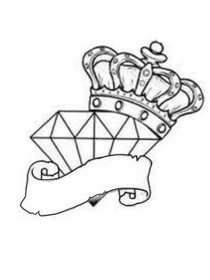 a drawing of a crown with a banner