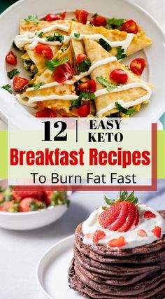 Start your morning with these easy keto breakfast recipes to lose weight fast. These quick and simple low carb recipes include all your favorite pancakes, muffins, eggs, burrito, tacos, casserole and smoothies. And for vegetarian diet it has cereals, avocado, breads, bagels, made from almond flour that are dairy free, gluten free and paleo friendly. When you are on the go and want no egg keto breakfast to make ahead or meal prep try these healthy recipes. #keto #ketorecipes #lowcarb Egg And Grapefruit Diet, Ketogenic Breakfast