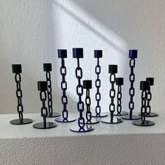 Chain Link Black Candlestick Holder - Sootheandsage.com Chain Candle Holder, Black Candlestick Holders, Cool Welding Projects, Welding Crafts, Lafayette Louisiana, Welding Art Projects, Diy Welding, Welding Table, Metal Welding