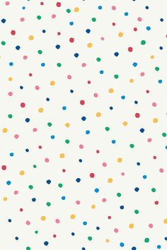 multicolored polka dot pattern on white background