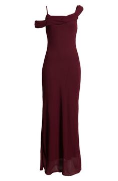 A drapey neckline lends statuesque vibes to this timeless cocktail dress that has a single cold-shoulder short sleeve. Hidden side-zip closure Square neck Adjustable straps; single cold-shoulder short sleeve Lined 100% polyester Hand wash, line dry Imported Maroon Cocktail, Maroon Cocktail Dress, Cocktail Dress Nordstrom, Beauty Advice, Favorite Daughter, Burgundy Dress, Maternity Shops, Designer Clothes For Men, Modern Outfits