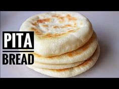 three pita breads stacked on top of each other with the words pita bread