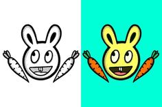 an image of two cartoon animals with faces on one side and the other half drawn