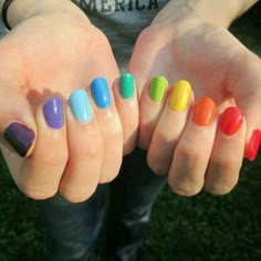 Cute Nail Art Designs, Rainbow Nails, Short Nail Designs, Spring Nail, Nail Art Summer, Funky Nails, Green Nails, Nail Polishes, Nails Inspo