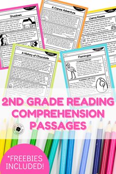 the 2nd grade reading and comprehension passages with colored pencils in front