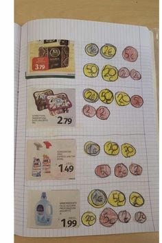 an open notebook with stickers and numbers on it