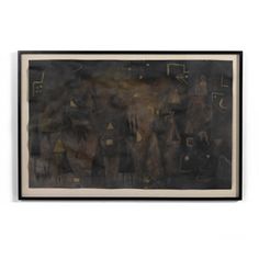 an abstract painting with black and brown colors