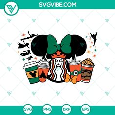 starbucks svg file for cricut and silhouettes, with the image of minnie mouse