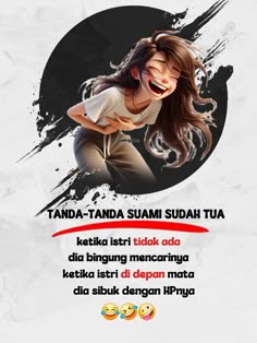 an advertisement with the words and image of a woman laughing in front of her face