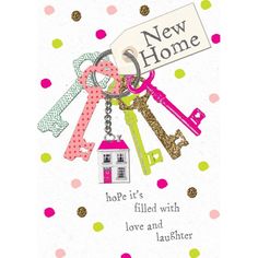 a new home card with lots of keys attached to the keychain and house