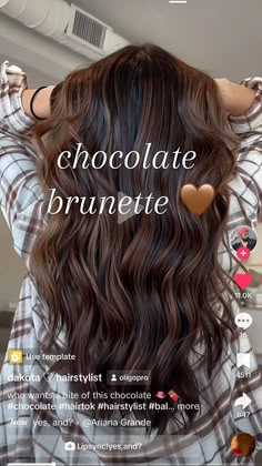 Chocolate Brown Highlights On Black Hair, Foilayage Brunette, Brunette Winter Hair, Autumn Hair Colors, Chocolate Brunette, Brown Hair Inspiration, Dark Fall Hair, Autumn Hair