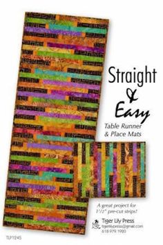 the cover of a book with an image of a colorful strip quilt on it and text,