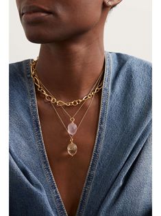 OLE LYNGGAARD COPENHAGEN Acorn 18-karat gold quartz necklace Smoky Quartz Necklace, Sabyasachi Jewellery, Acorn Necklace, Rose Quartz Necklace, Tourmaline Necklace, Rose Necklace, Classy Jewelry, By Charlotte, Jewelry Photography