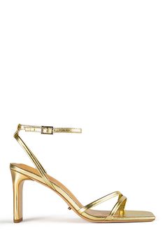 Complete your party look with our Corso strappy heels in gold nappa. Designed with slender foot-framing straps, an adjustable and secure ankle strap, and is finished with a mid-height stiletto heel. -Material: Leather Upper & Lining -Sole: Rubber -Fit: True to size -Toe-shape: Squared toe-shape -Heel: 8.5cm stiletto heel Shop Heels, Heels Online, Tony Bianco, Metallic Heels, Party Look, Party Looks, Strappy Heels, Stiletto Heel, Stiletto Heels