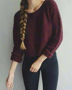 top clothes tumblr - Buscar con Google Plain Sweaters, Hipster Sweater, Vogue Knitting, Women Sweaters Winter, Classic Sweater, School Looks, Red Sweater, Women Sweater