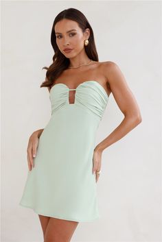 Sultry Vibes Strapless Mini Dress Sage Light Blue Mini Dresses, Fancy Mini Dresses, Winterball Dresses, Dresses For Hoco, Strapless Hoco Dress, Photoshoot Clothes, Mini Dress Flowy, Senior Hoco, Hoco 2024