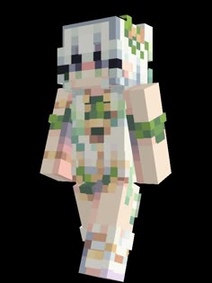 an image of a minecraft character with many colors and patterns on his body, holding a bag