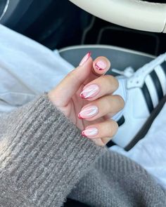 #nails #inspo Chrome French Tip Nails, Mylar Nails, Chrome French Tip, Outfits Asian, Chrome French, Viral Aesthetic, Chanel Lipstick, Workout Inspo, Coquette Style