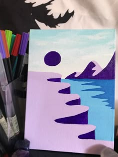 Purple art easy art art ideas mountain painting mountain art easy canvas art canvas painting purple pink blue sky art sky painting Vaporwave Acrylic Painting, Easy Aethestic Paintings, Drawing And Painting Ideas Creative, Easy Paint Marker Ideas, Canvas Posca Art, Simple But Cute Paintings, Abstract Painting Ideas On Canvas Diy, Easy Painting Ideas Trippy, Cute Blue Paintings Easy