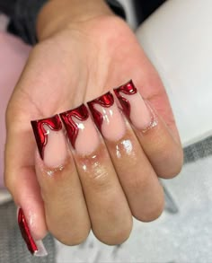 Red Shorties Nails, Bad And Boujee Nails Short, Cute Back To School Nails, Nails Minimalist, Back To School Nails, Red Acrylic Nails