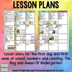 lesson plans for the first day and first week of school numbers and counting, the king and queen of kindergarten