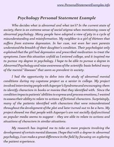 a paper with the words'psychology personal statement example '