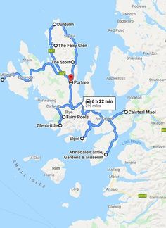 a map showing the route to go from edinburgh to glythnafoos