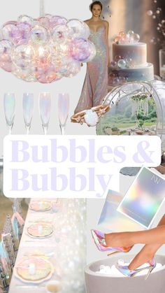 a collage of images with bubbles and bubbly decorations