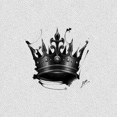 a black and white drawing of a crown