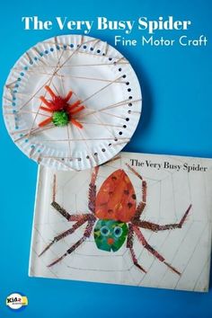 the very busy spider fine motor craft for kids to make with paper plates and yarn