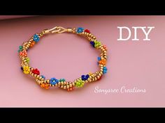 a beaded bracelet with colorful beads on it