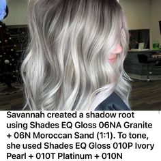 Redken Shades Eq Silver Gray Hair, Silver Grey Hair Formulas, Grey Blending Formula, Grey Hair Formula Redken, Silver Hair Formula, Shades Eq Silver Toner Formulas, Shades Eq Grey Toner Formulas, Platinum Blonde Toner