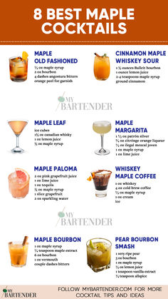 Best Maple Cocktails Maple Syrup Cocktail Recipes, Cocktails With Maple Syrup, Maple Syrup Alcoholic Drinks, Maple Liquor Cocktails, Maple Cocktails Drink Recipes, Maple Syrup Cocktails, Cocktail Syrup Recipes, Maple Drinks, Maple Bourbon Cocktail