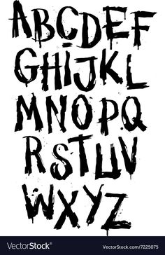 an alphabet with black paint on white background