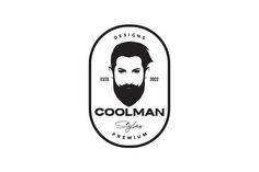 a man's face with a beard and the name coolman written on it