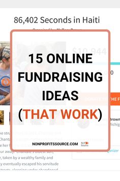 the words,'15 online fundraisers that work'are overlaided with images of people