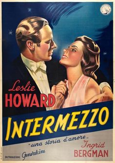 an old movie poster for intermezzo starring actors from the 1950's and 1950s's